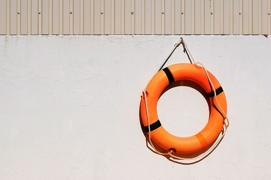An image of a ring buoy hanging on a wall