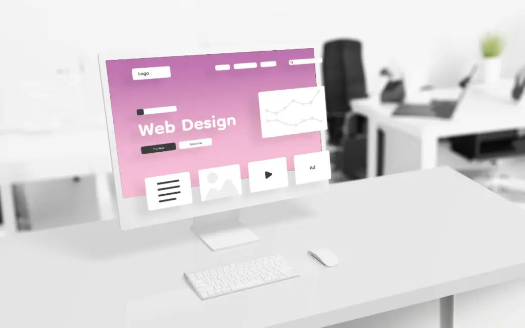 computer showing web page design layout concept