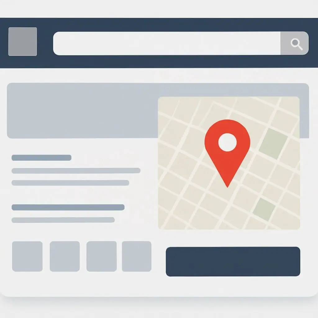 concept art of website design showing information and map