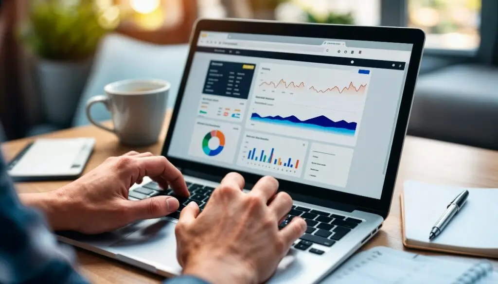 computer showing business data analytics dashboard